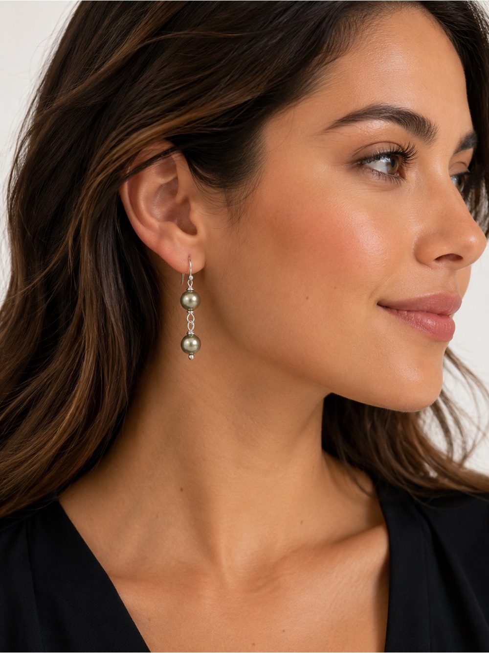 Swarovski Champagne Crystal Pearl Drop Earrings